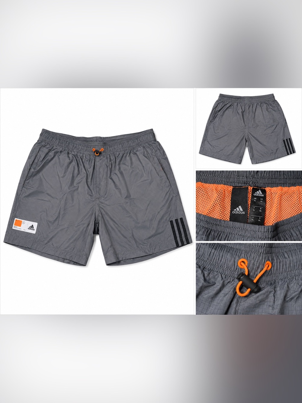 adidas Men’s Gray Athletic Shorts with Orange Drawcord